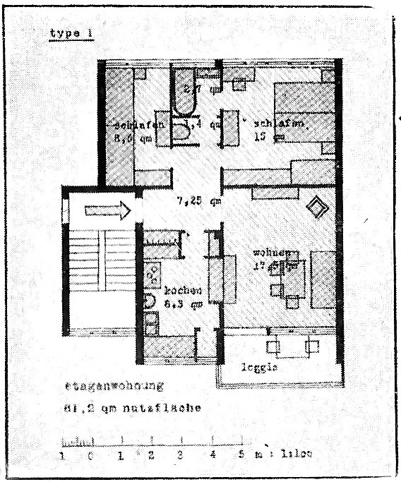 Grundriss einer Etagenwohnung